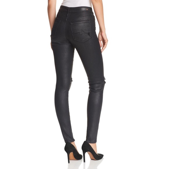 AG The Farrah Skinny Ankle Coated Black Size 28R - Picture 16 of 16